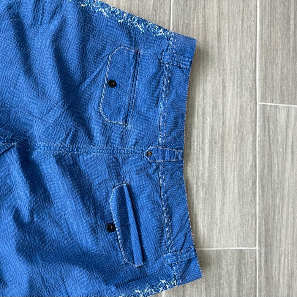 ROBERT GRAHAM Denim Shorts Men's 38W Blue White Stitched Trim Design Pockets - Picture 8 of 8